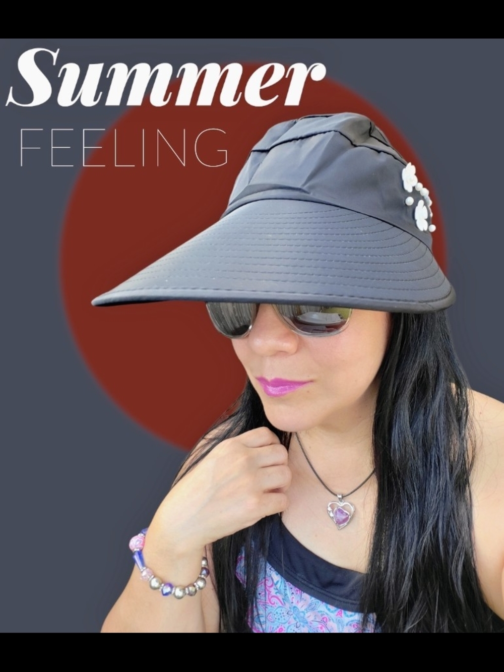 Wide-Brim Sun Visor Hat for Women - Black